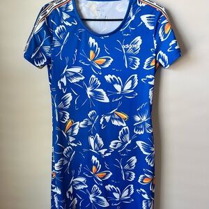 Adidas x Farm Rio Blue Butterfly Print Women's Dress
